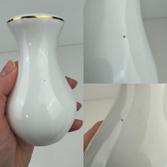 Vtg Puerto La Cruz Van Venezuela Souvenir Small Vase Ceramic Tabletop Gold Trim - Picture 9 of 13